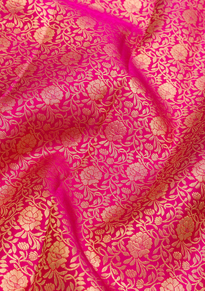 Rani Pink Zariwork Kanjivaram Pure Silk Saree
