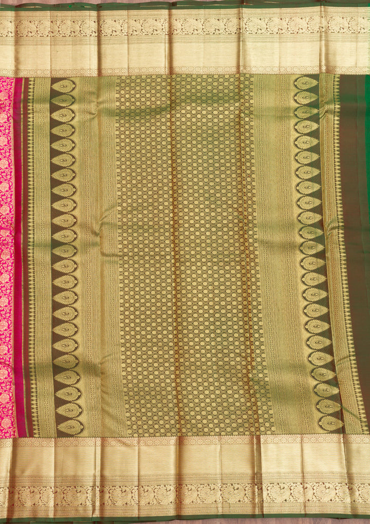 Rani Pink Zariwork Kanjivaram Pure Silk Saree