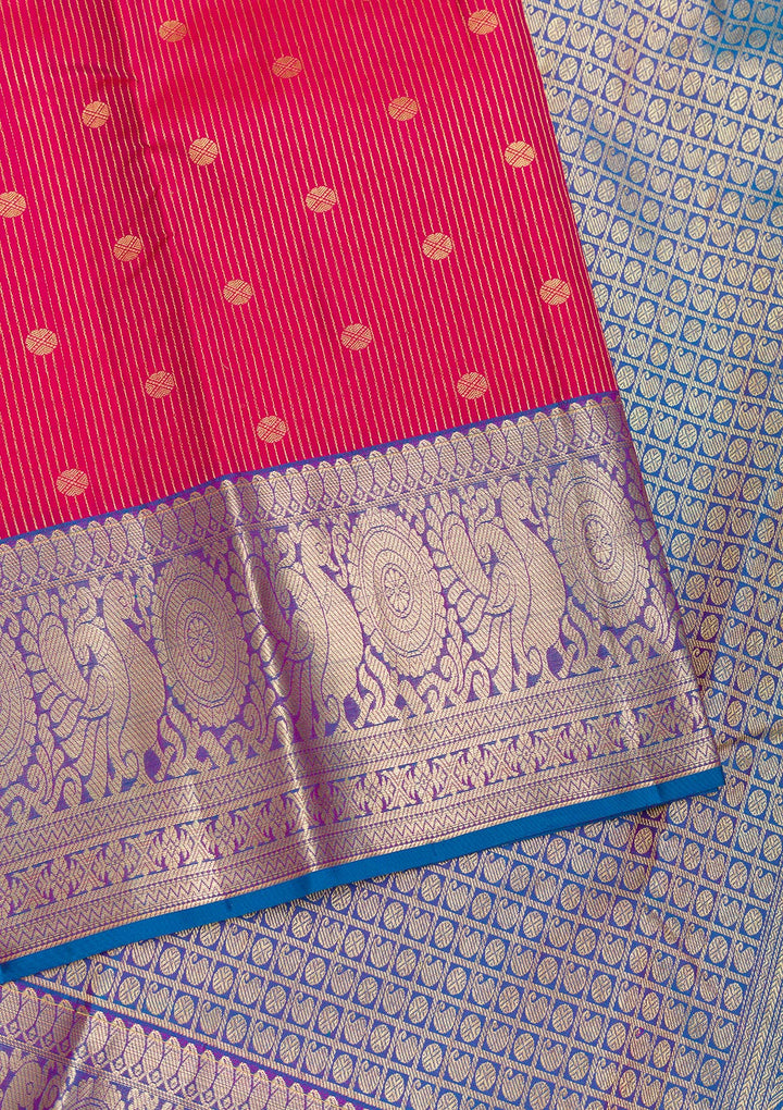 Rani Pink Zariwork Kanjivaram Pure Silk Saree