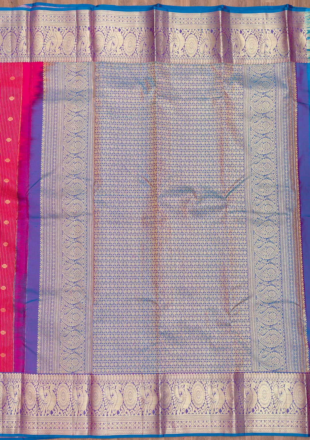 Rani Pink Zariwork Kanjivaram Pure Silk Saree