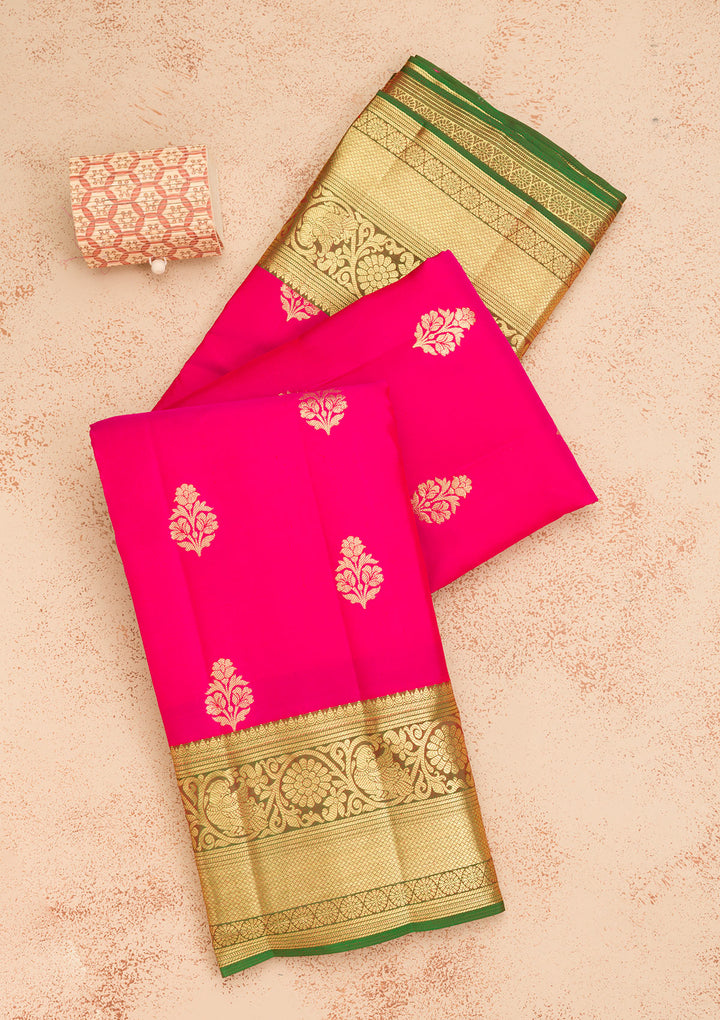 Rani Pink Zariwork Banarasi Pure Silk Saree