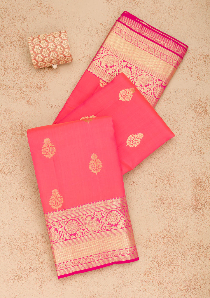 Rani Pink Zariwork Banarasi Pure Silk Saree
