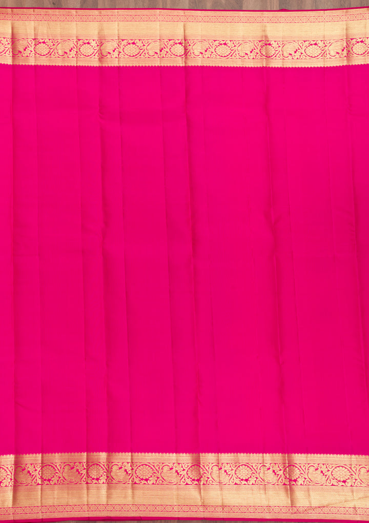 Rani Pink Zariwork Banarasi Pure Silk Saree