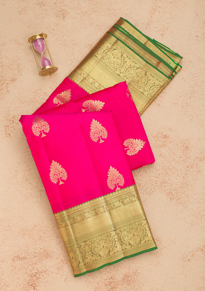 Rani Pink Zariwork Banarasi Pure Silk Saree