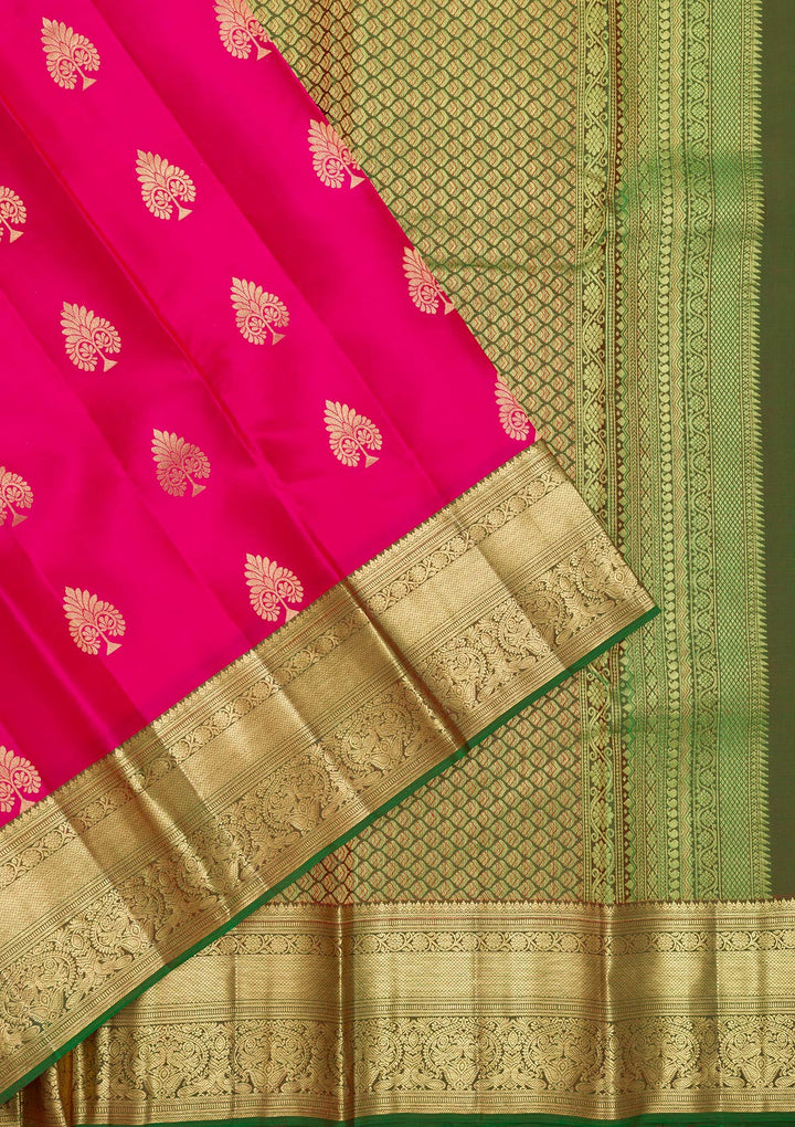 Rani Pink Zariwork Banarasi Pure Silk Saree