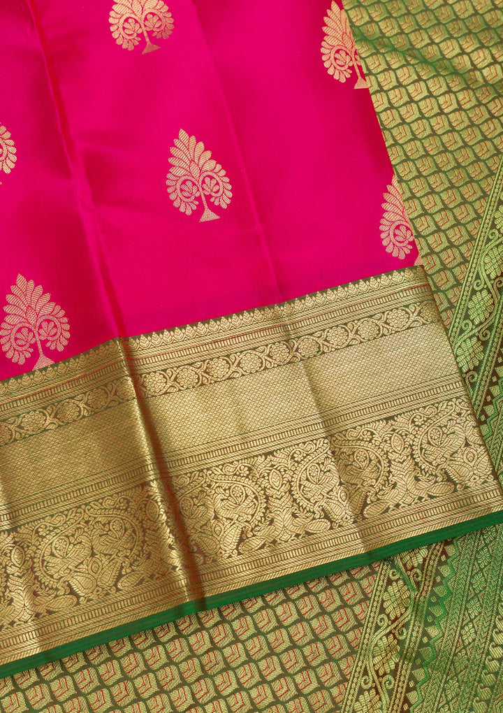 Rani Pink Zariwork Banarasi Pure Silk Saree