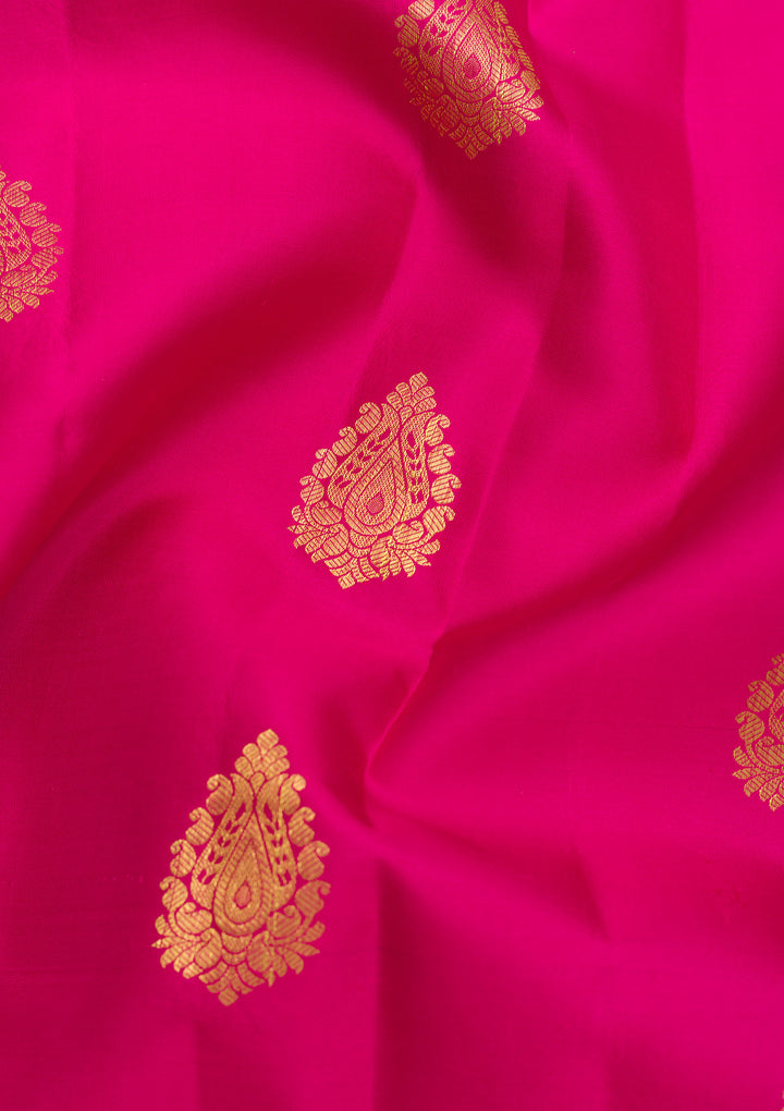 Rani Pink Zariwork Pure Silk Saree