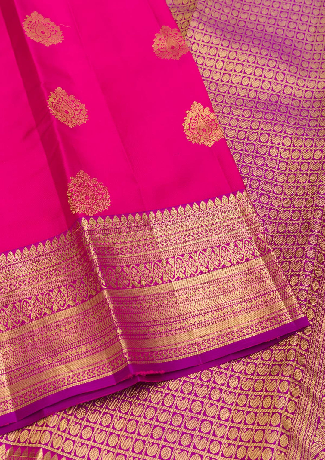 Rani Pink Zariwork Pure Silk Saree