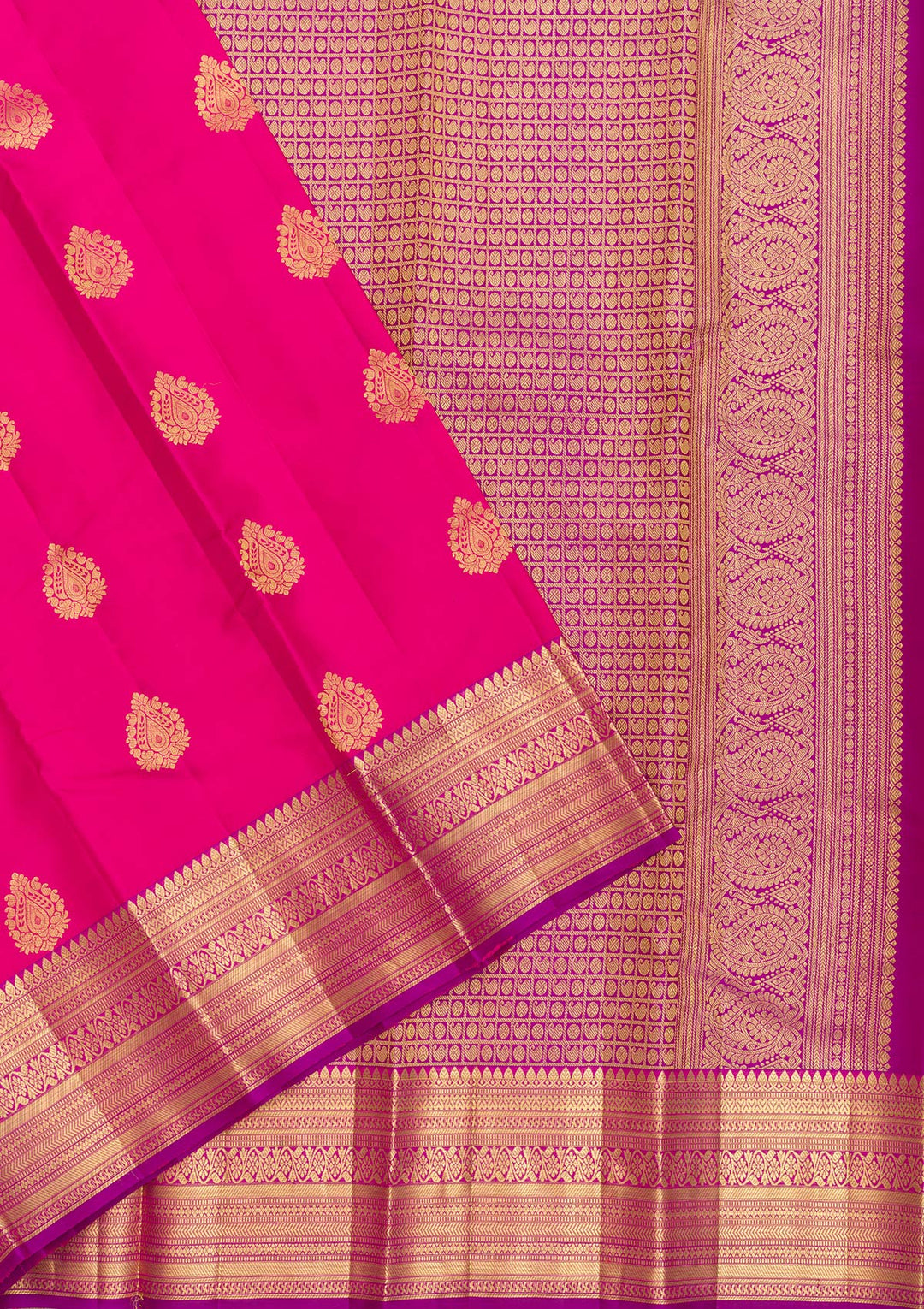 Rani Pink Zariwork Pure Silk Saree