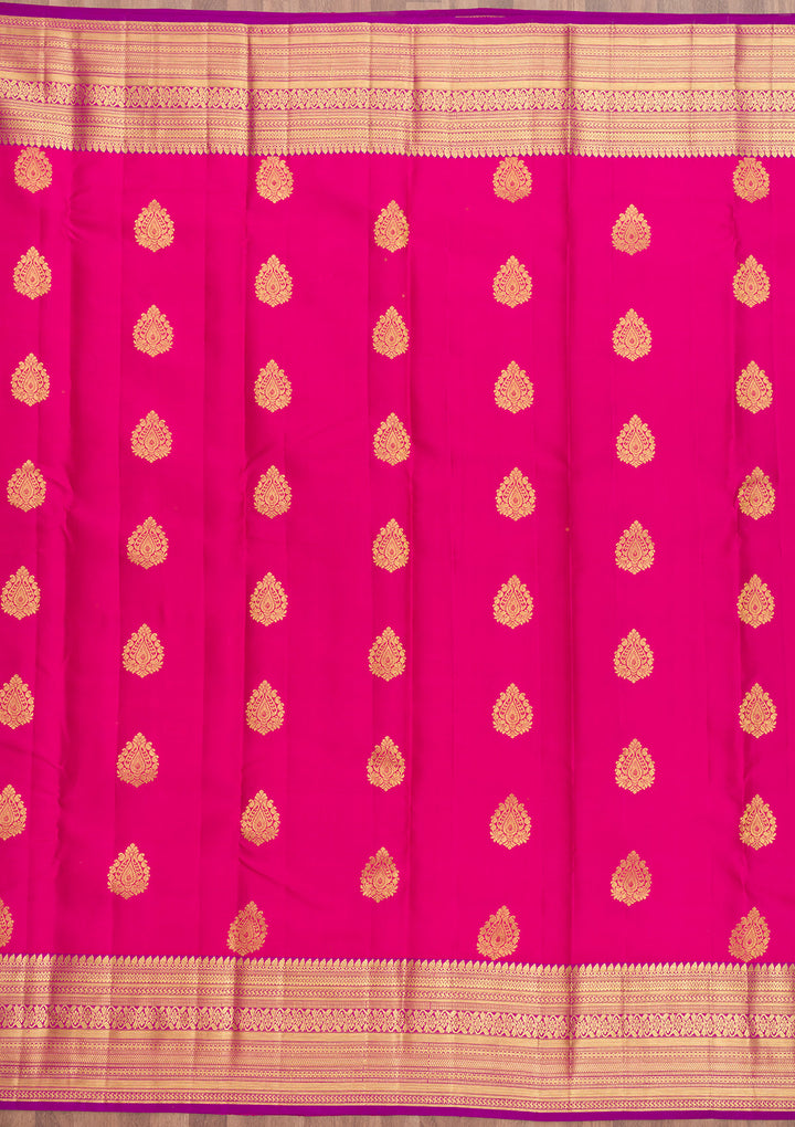 Rani Pink Zariwork Pure Silk Saree