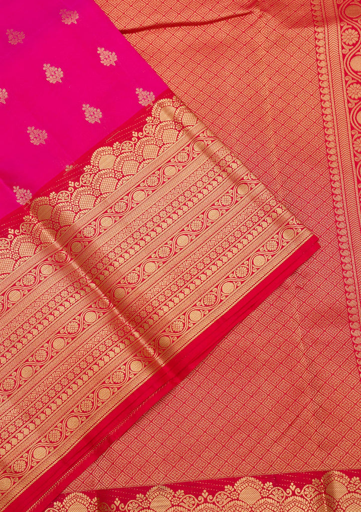 Rani Pink Zariwork Pure Silk Saree