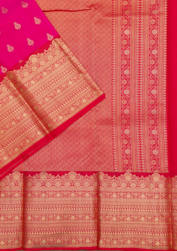 Rani Pink Zariwork Pure Silk Saree