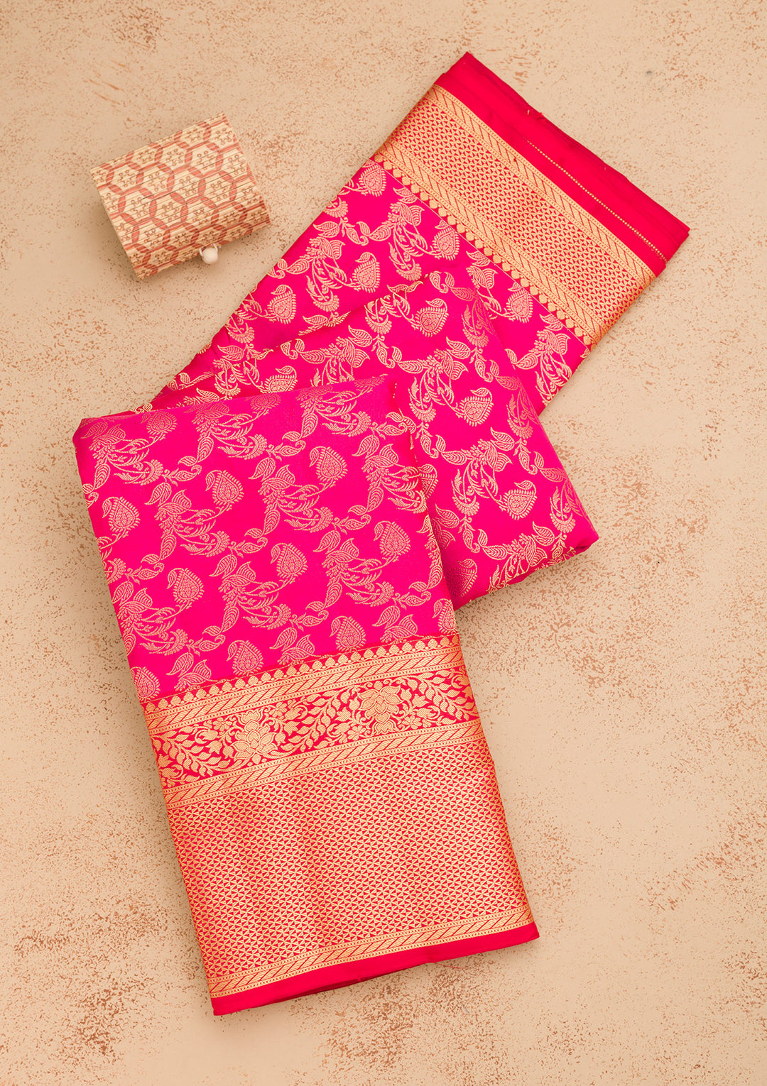 Rani Pink Zariwork Pure Silk Saree