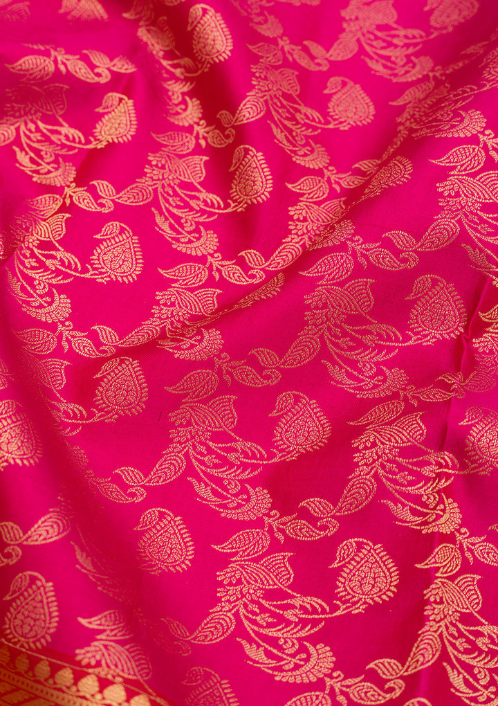 Rani Pink Zariwork Pure Silk Saree