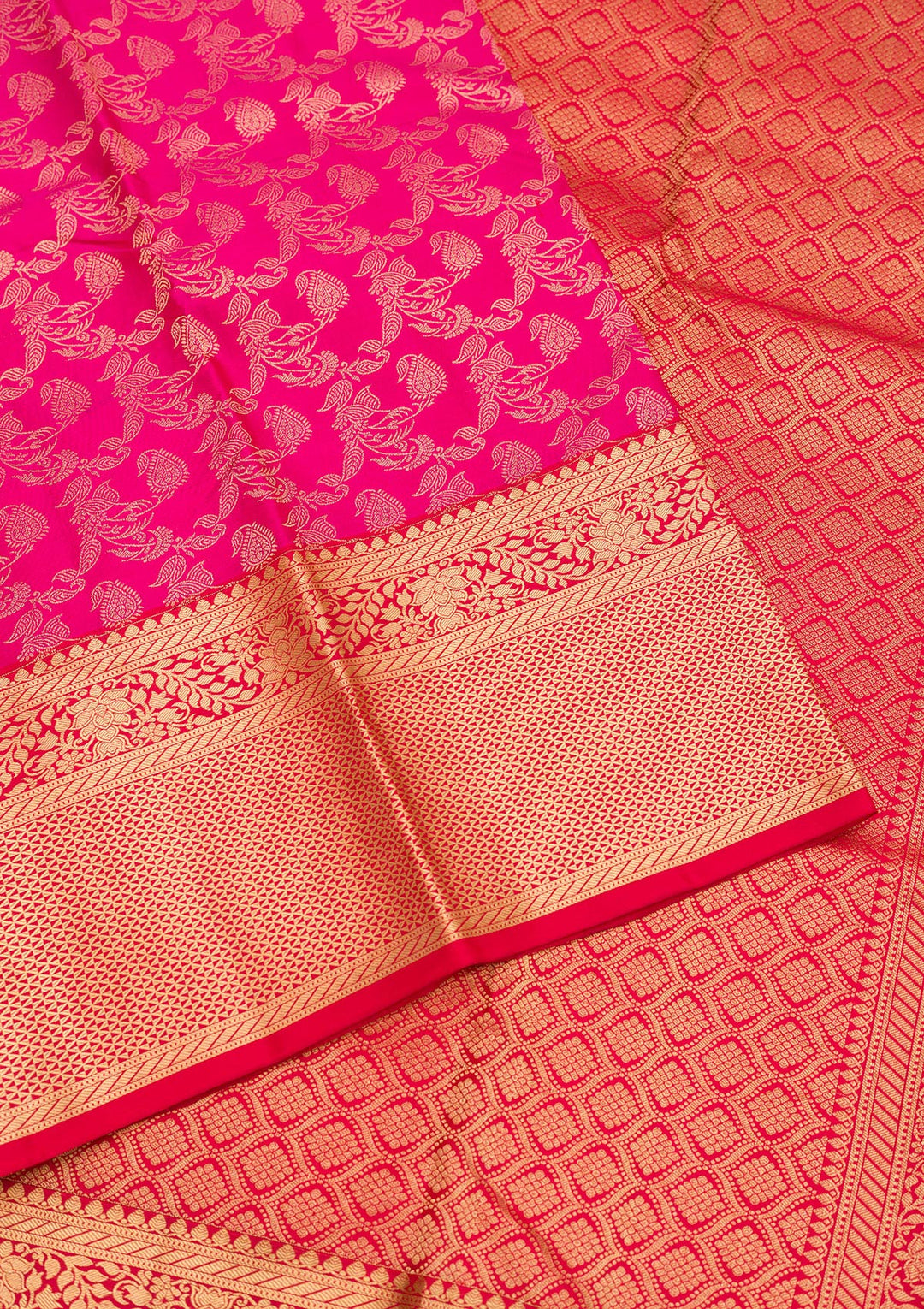 Rani Pink Zariwork Pure Silk Saree