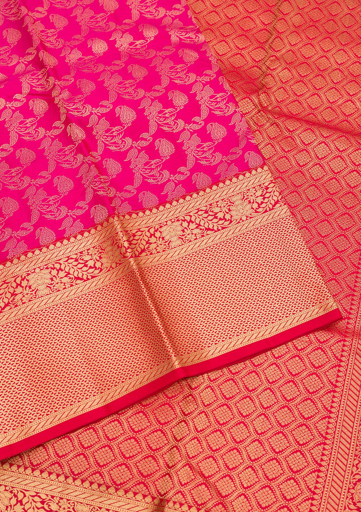 Rani Pink Zariwork Pure Silk Saree