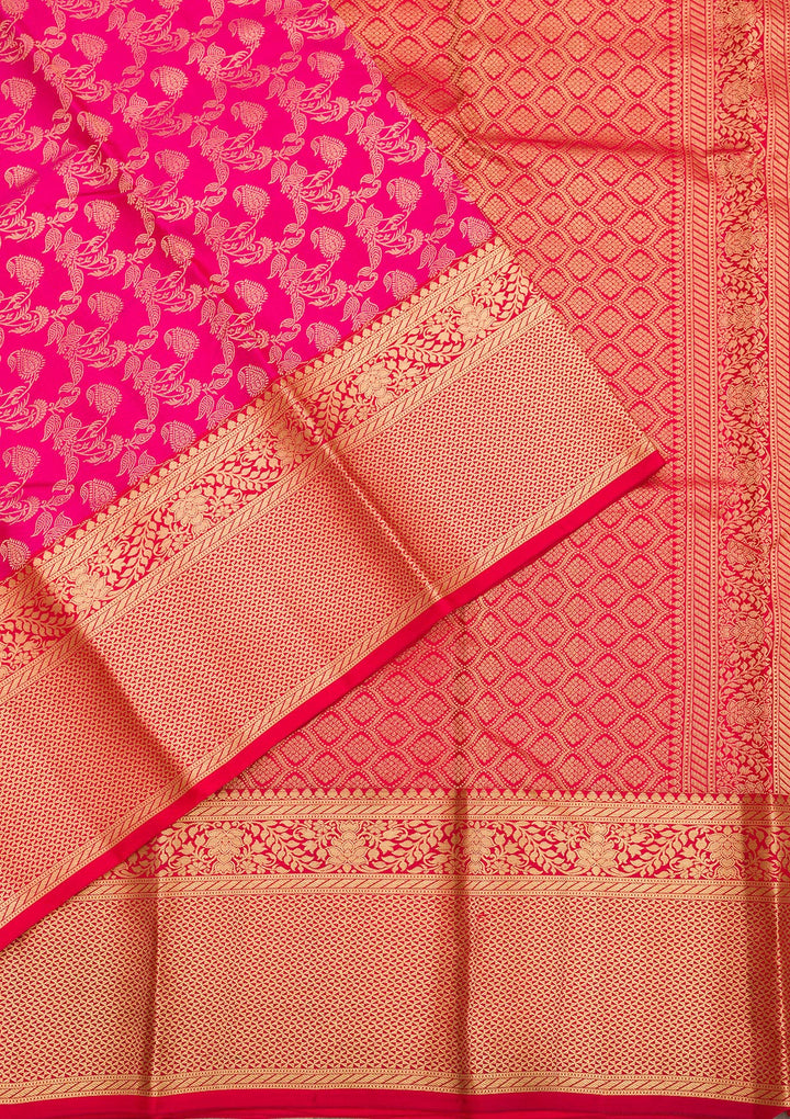 Rani Pink Zariwork Pure Silk Saree