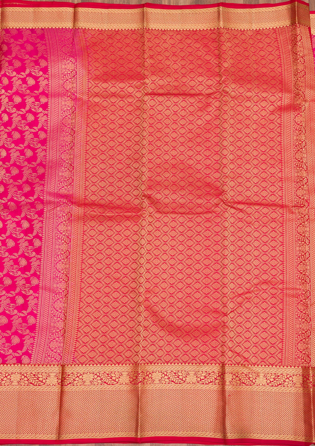 Rani Pink Zariwork Pure Silk Saree