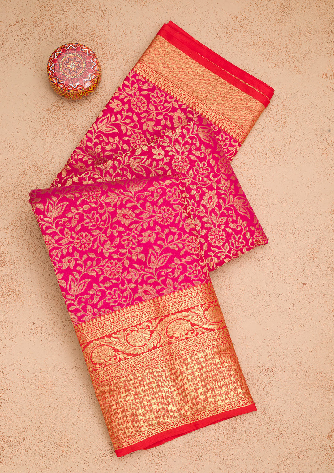 Rani Pink Zariwork Pure Silk Saree