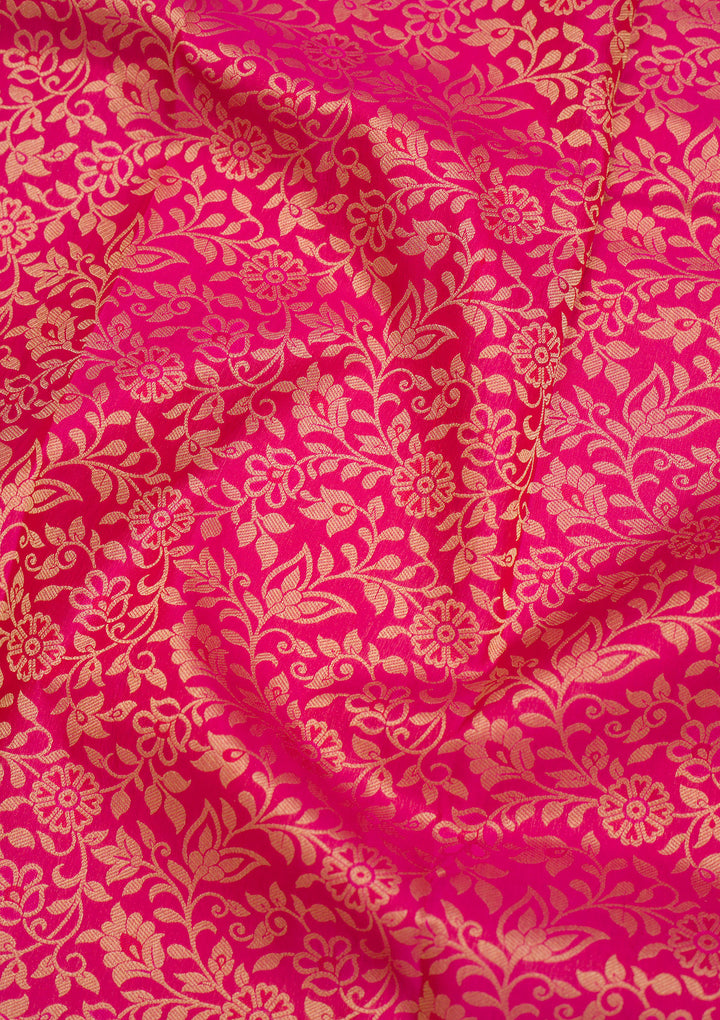 Rani Pink Zariwork Pure Silk Saree
