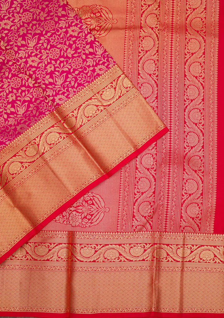 Rani Pink Zariwork Pure Silk Saree