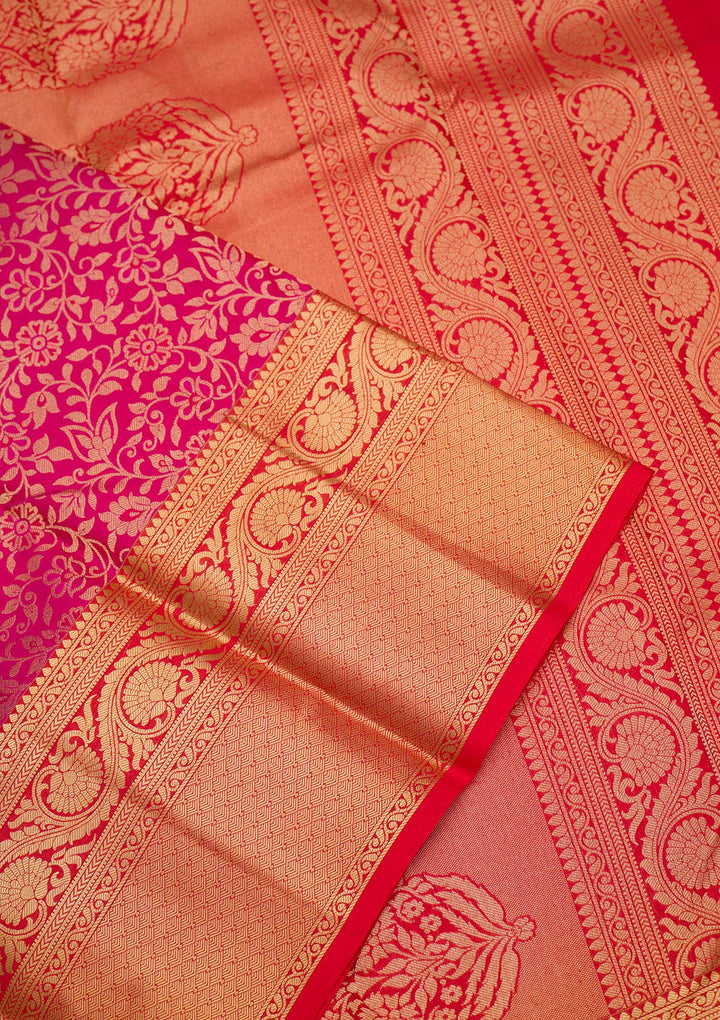 Rani Pink Zariwork Pure Silk Saree