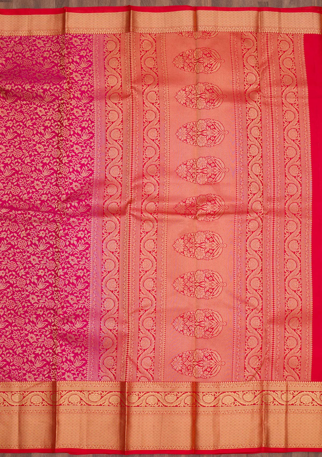 Rani Pink Zariwork Pure Silk Saree