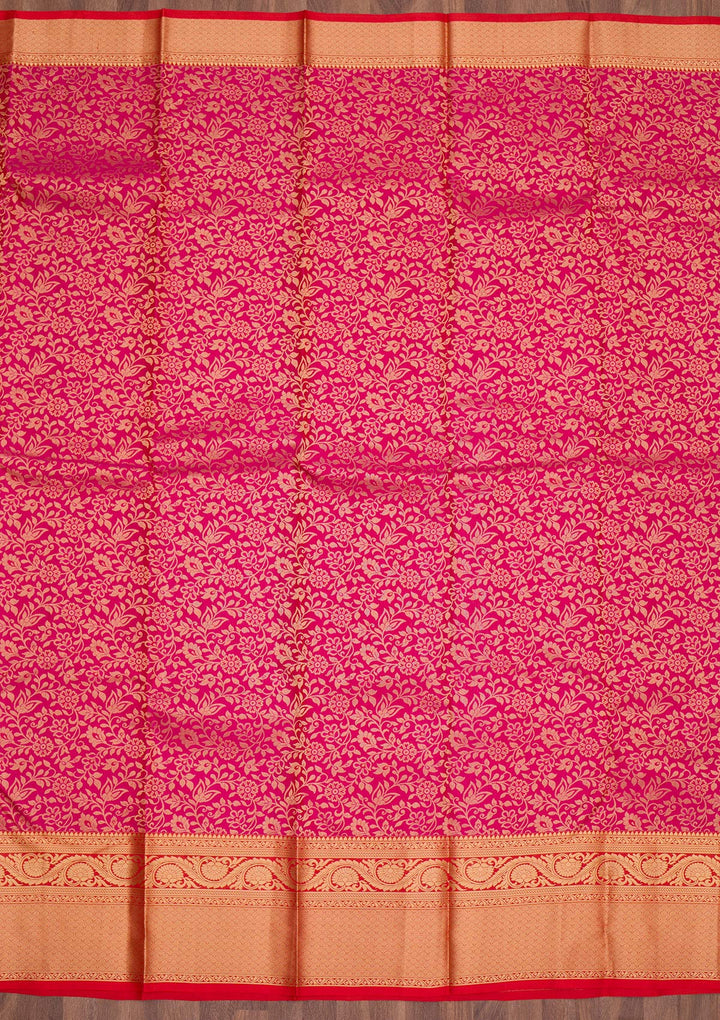 Rani Pink Zariwork Pure Silk Saree