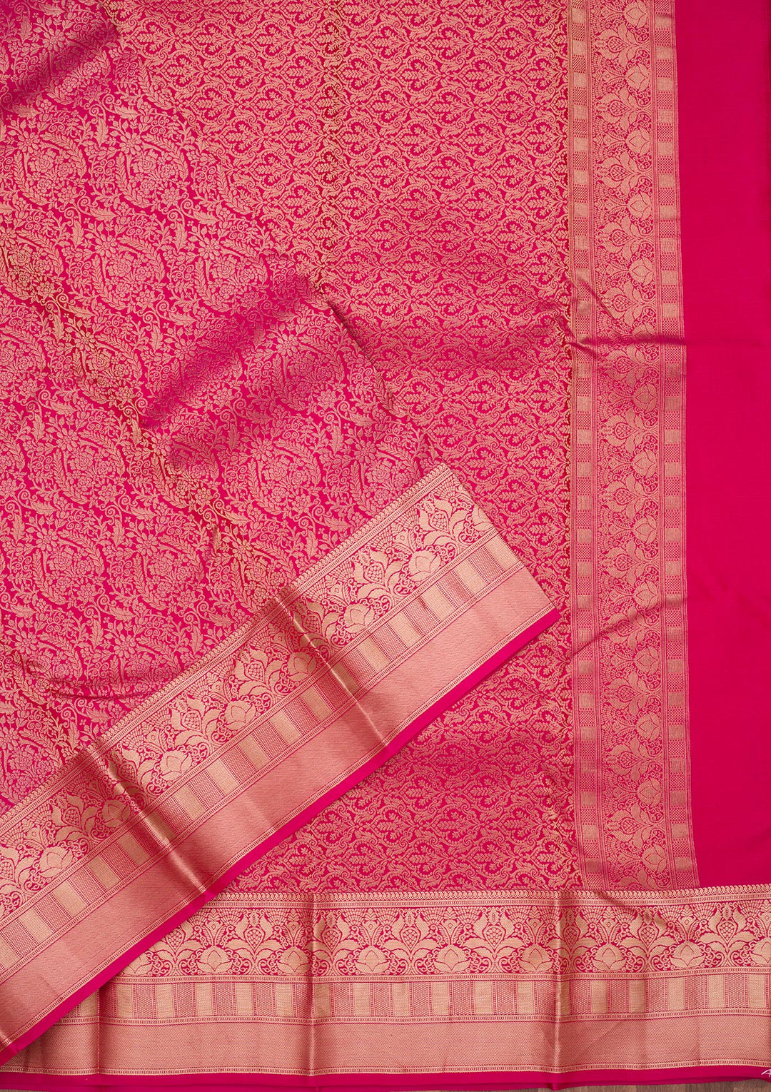 Rani Pink Zariwork Pure Silk Saree
