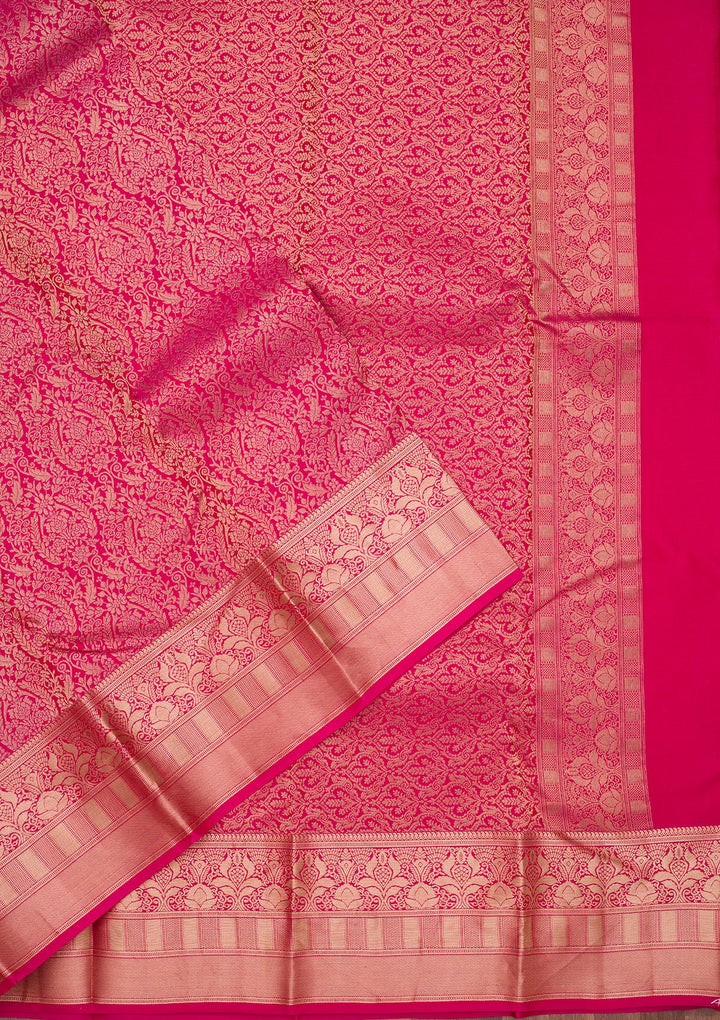 Rani Pink Zariwork Pure Silk Saree