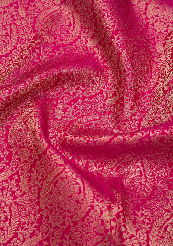 Rani Pink Zariwork Pure Silk Saree