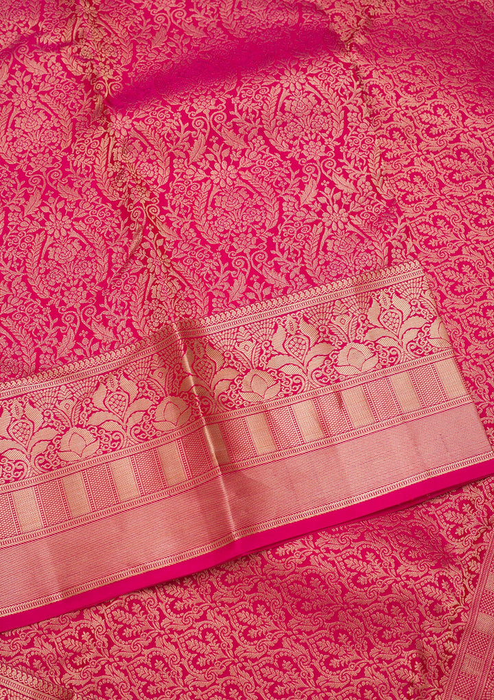 Rani Pink Zariwork Pure Silk Saree