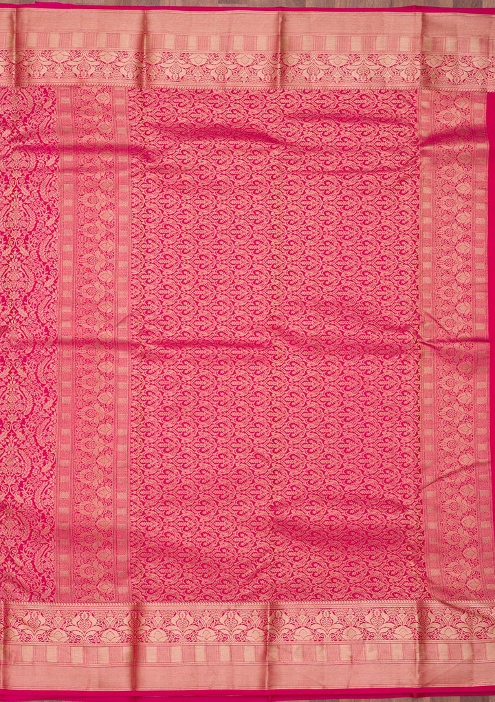 Rani Pink Zariwork Pure Silk Saree