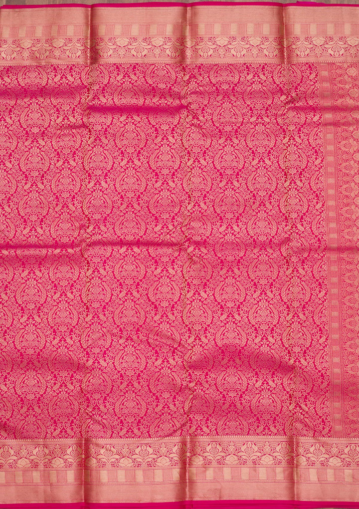 Rani Pink Zariwork Pure Silk Saree