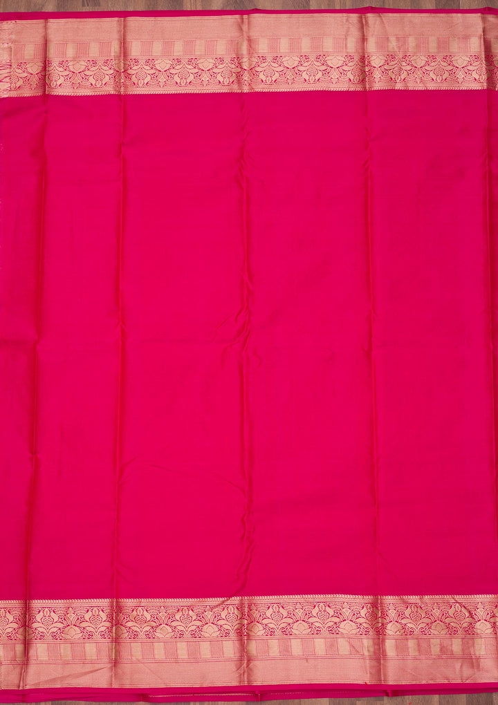 Rani Pink Zariwork Pure Silk Saree