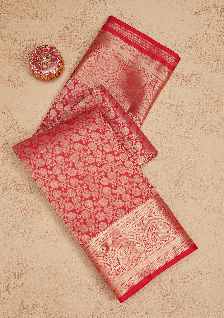Rani Pink Zariwork Pure Silk Saree