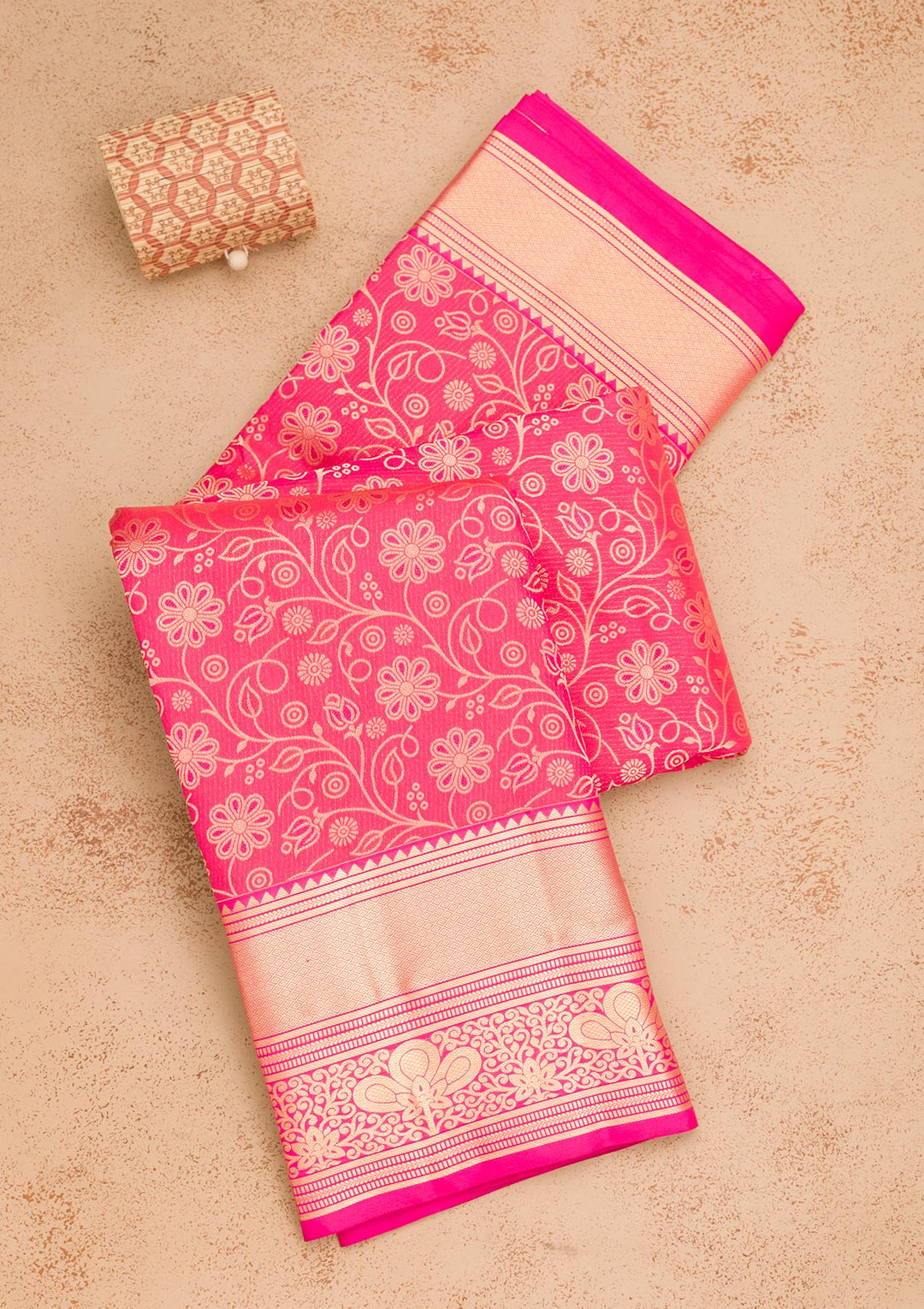 Rani Pink Zariwork Pure Silk Saree