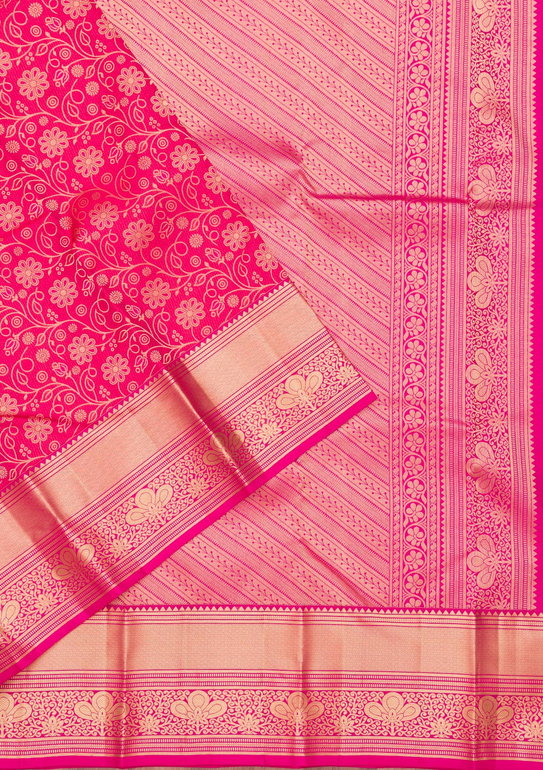 Rani Pink Zariwork Pure Silk Saree