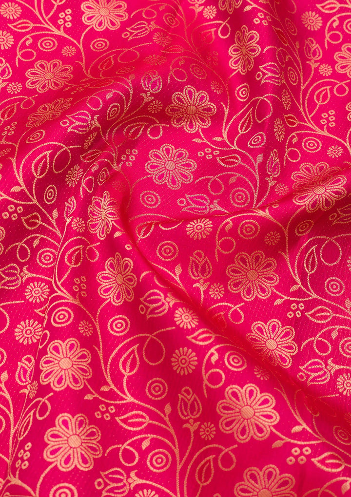 Rani Pink Zariwork Pure Silk Saree