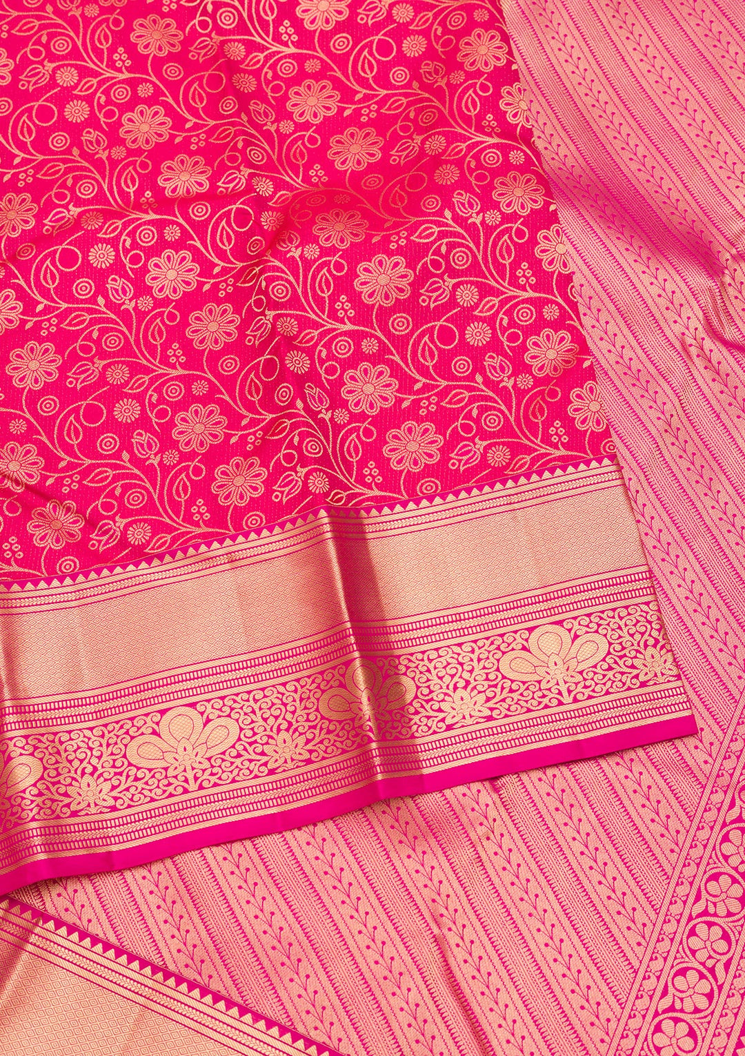 Rani Pink Zariwork Pure Silk Saree