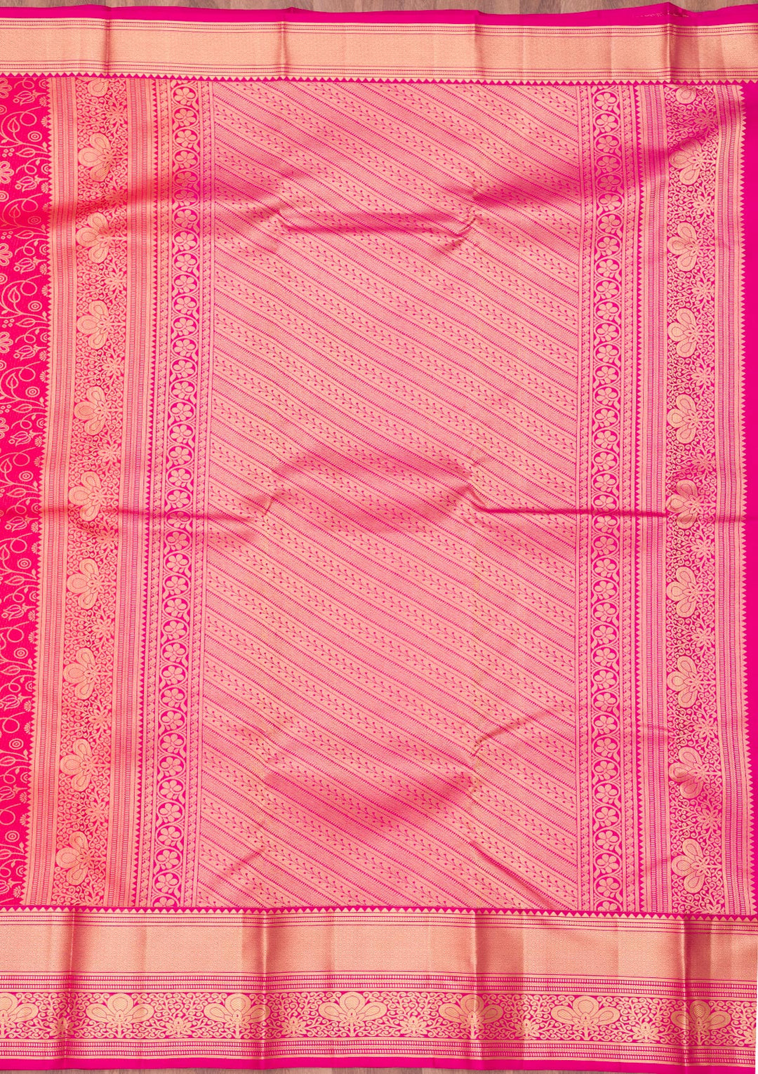 Rani Pink Zariwork Pure Silk Saree