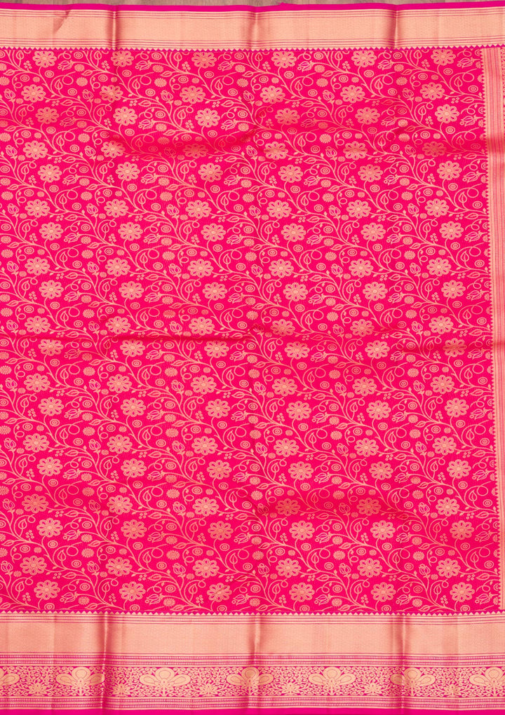 Rani Pink Zariwork Pure Silk Saree