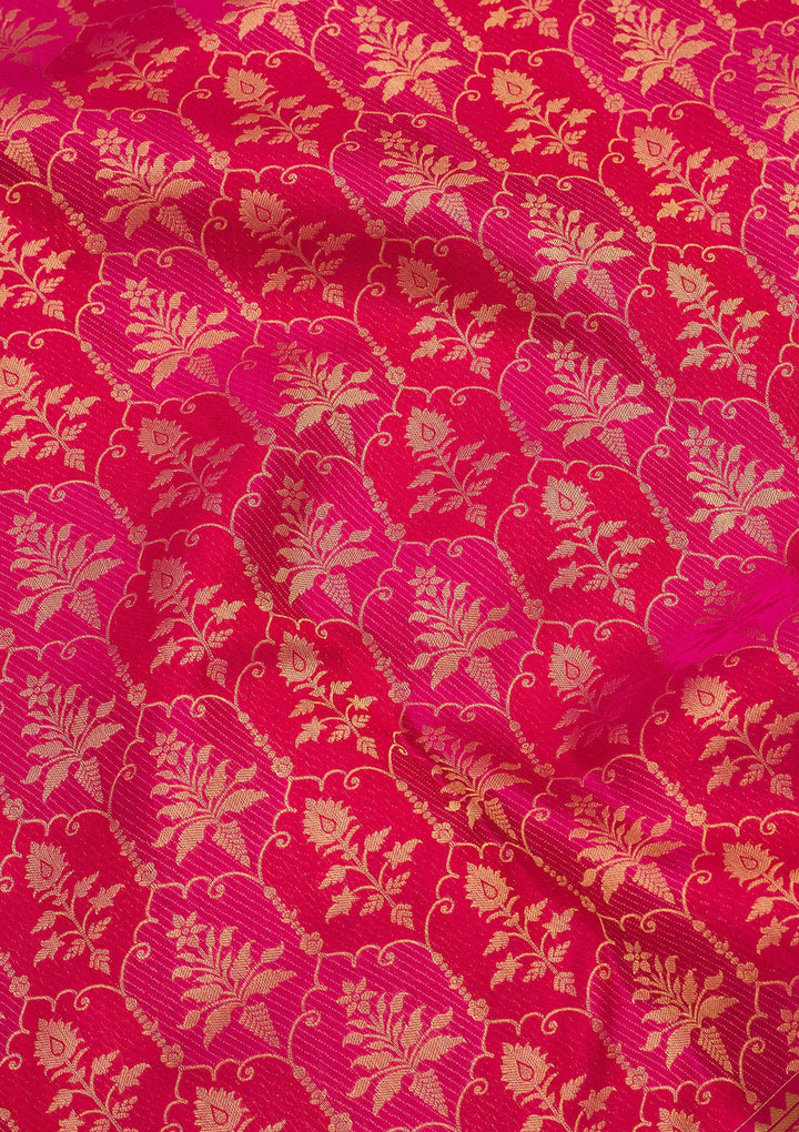 Rani Pink Zariwork Pure Silk Saree