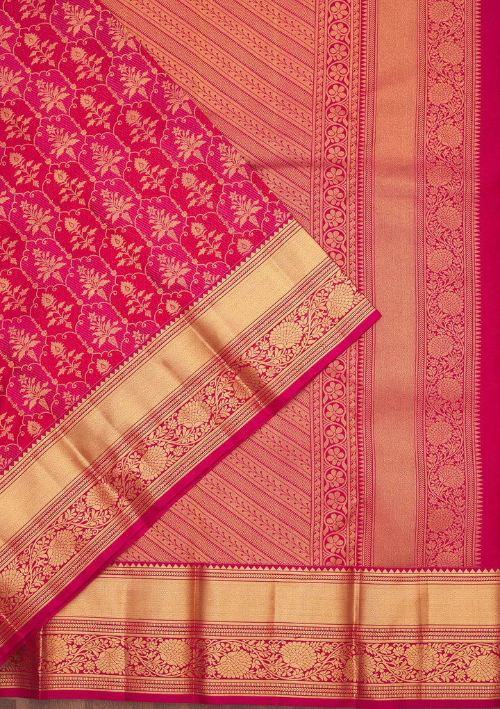 Rani Pink Zariwork Pure Silk Saree