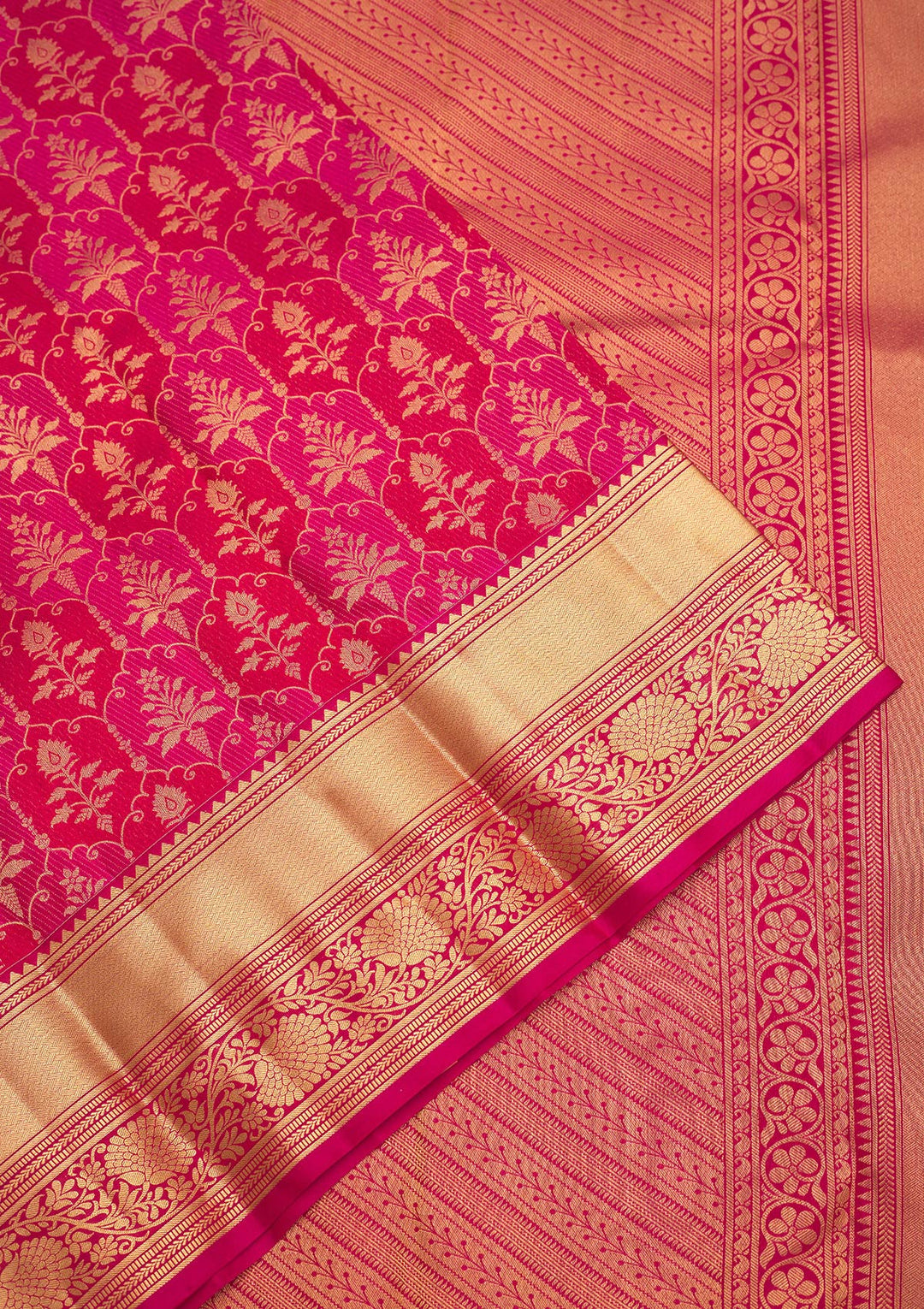 Rani Pink Zariwork Pure Silk Saree