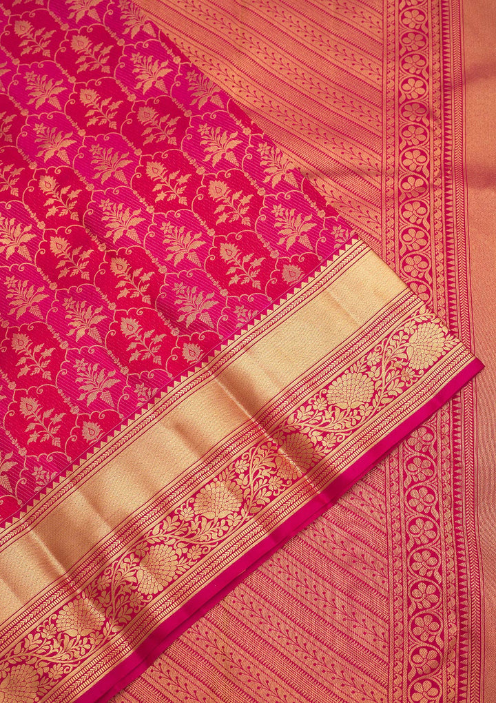 Rani Pink Zariwork Pure Silk Saree
