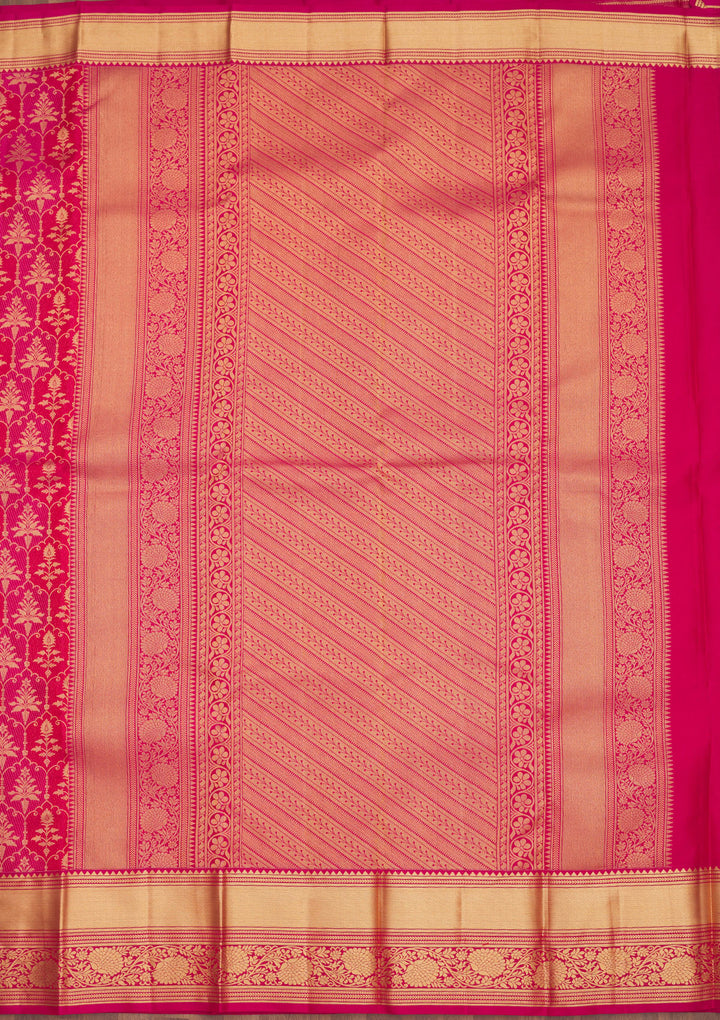 Rani Pink Zariwork Pure Silk Saree