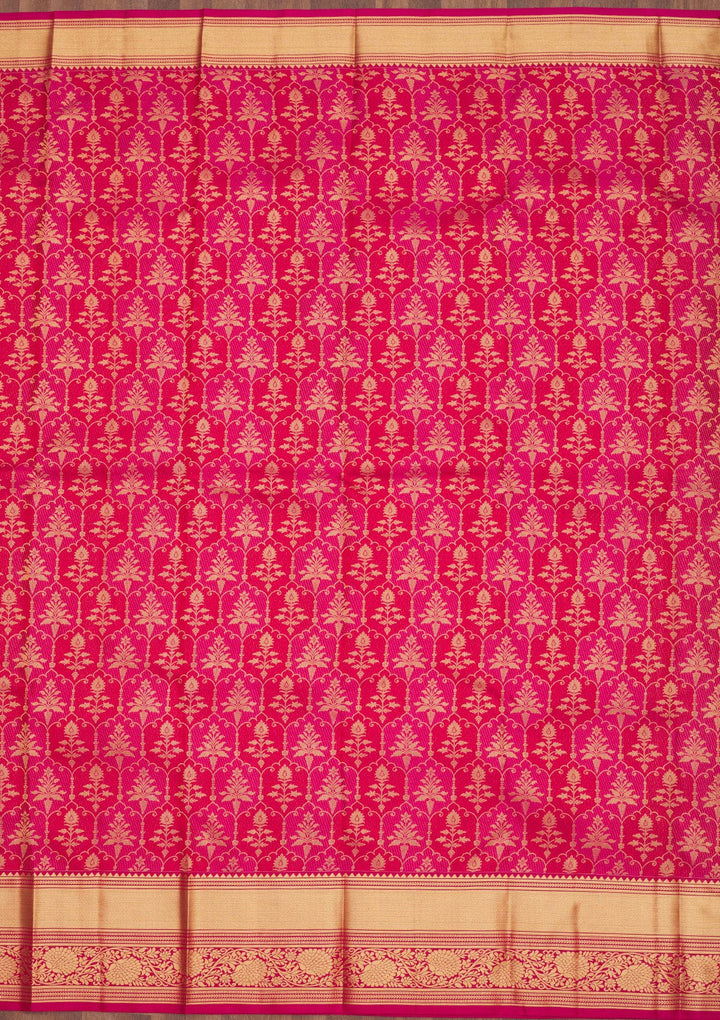 Rani Pink Zariwork Pure Silk Saree
