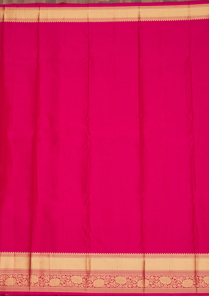 Rani Pink Zariwork Pure Silk Saree