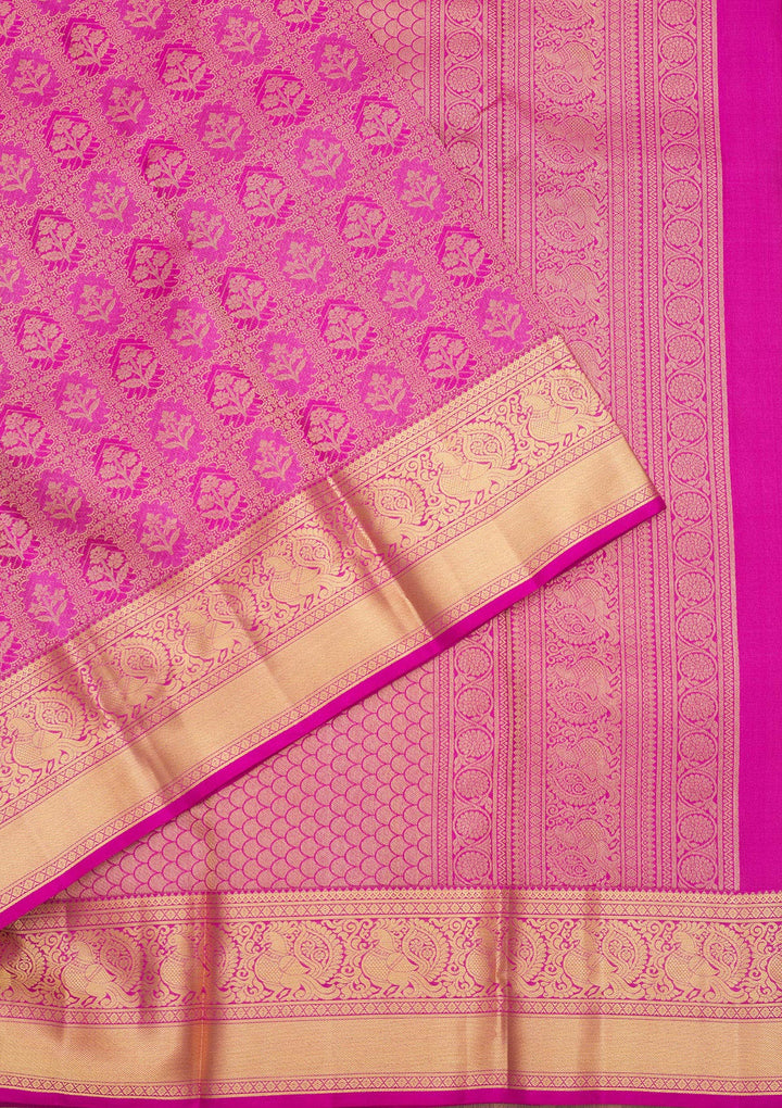 Rani Pink Zariwork Pure Silk Saree